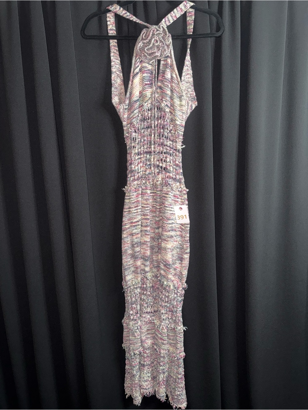 Zara Multicolor Knit Maxi Dress with Purple and Pink Tones